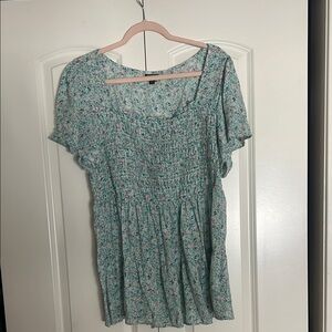 Torrid Green Smocked Blouse Relaxed Fit